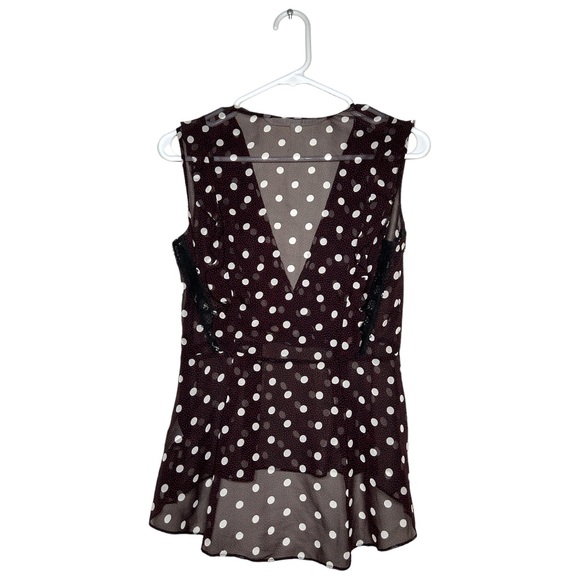Veronica Beard Elle Polka-Dot 100% Silk Chiffon Top Black/Red/Cream Size 0 - Picture 9 of 16